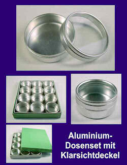 Aluminium-Dosen mit Klarsichtdeckel